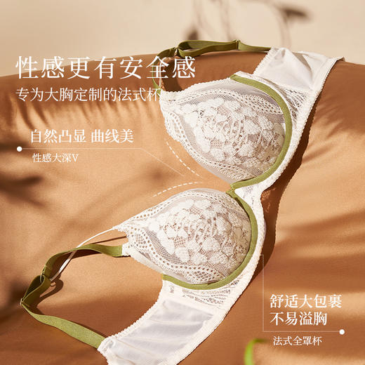 [嫣语2.0法式兔耳杯]内衣大胸显小防凸点薄款全罩杯蕾丝文胸 商品图2