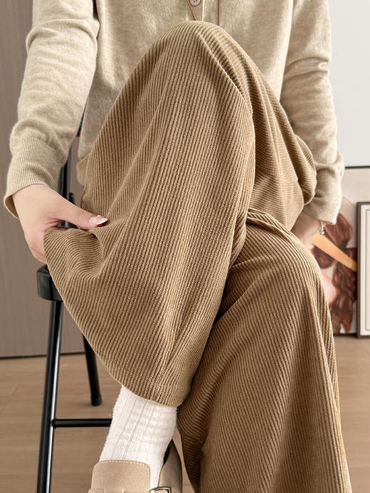 【YW】无忧购灯芯绒阔腿裤子女秋冬休闲高腰显瘦九分萝卜裤H-1989（截单后3-5天发货) 商品图5