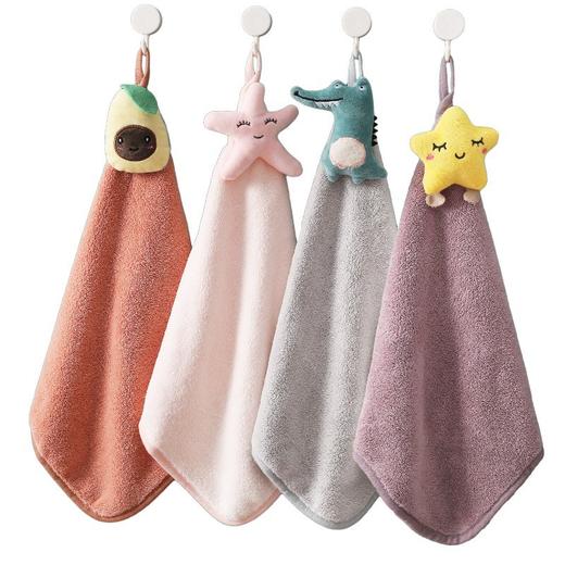 【一次抢3件更划算！】珊瑚绒擦手巾 吸水挂式 幼儿园小毛巾可爱手帕 厨房浴室可挂方巾 商品图4