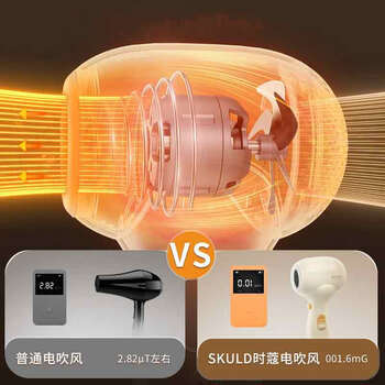 SKULD 时蔻儿童吹风机低辐射负离子宝宝吹屁屁亲肤带童锁LED灯环D1 商品图6