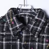 SDSA男士秋冬新款痞帅男装潮牌撞色格纹磨破泼墨翻领衬衫百搭宽松 商品缩略图1
