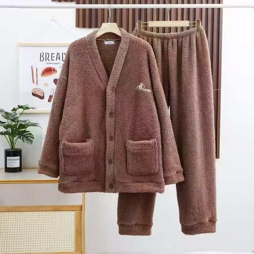 【YW】无忧购“清仓特价”男士半边绒纯色简约家居服保暖睡衣套装（截单后3-5天发货) 商品图1