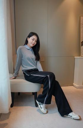 韩系学院侧条纹休闲裤