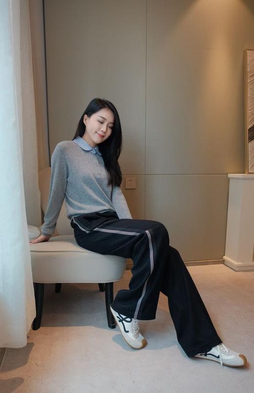 韩系学院侧条纹休闲裤 商品图0