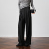 OLrain欧芮儿2025新款女秋季灰色阔腿西裤高腰显瘦拖地休闲长裤子 商品缩略图3