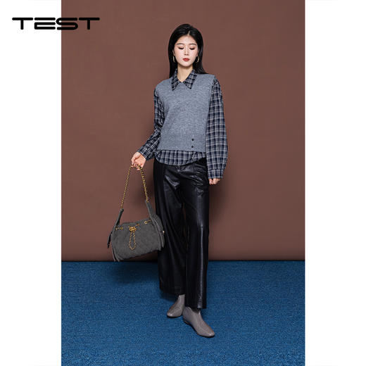 冬上新宽松版型轻松打造摩登高级感皮面阔腿裤3254005 商品图2