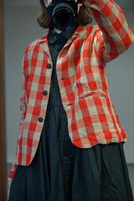 (5折) AEQUAMENTE 圆弧下摆格纹夹克短外套 商品图10