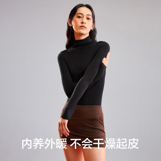 【绵羊毛打底衫】【M-2XL】【有棵树】女士保暖打底衫堆堆领长袖T恤 商品图7