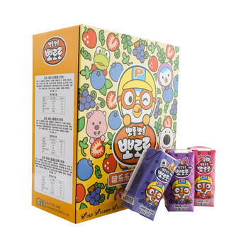 啵乐乐pororo果汁饮料礼盒装混合味200ml*12瓶儿童果味饮料 商品图2