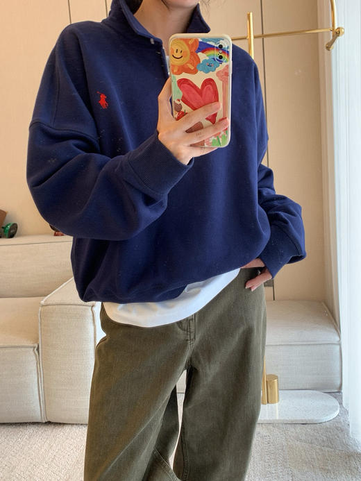 1023-1 亲戚工厂一手渠道 小马半拉链套头翻领polo卫衣 我穿L宽松舒适 商品图8