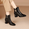 【预售5天】粗跟马丁靴女秋冬季新款真皮短靴子加绒英伦风高跟女靴DPJ&A6022 商品缩略图1