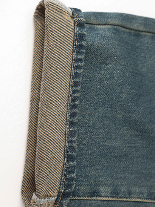 复古蓝高腰阔腿牛仔裤 秋冬做旧显瘦直筒宽松垂感牛仔长裤 商品图3