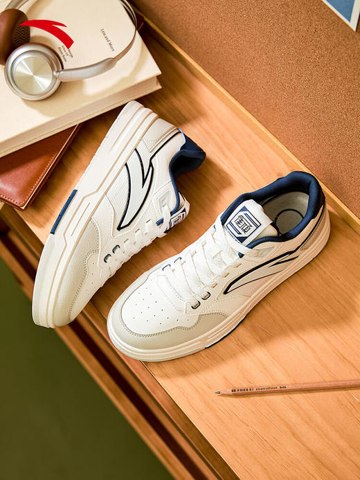 安踏街顽LT3男板鞋潮流舒适百搭时尚撞色板鞋经典休闲鞋112538051 白/数字雾灰/草白灰/碧城蓝-5 商品图1