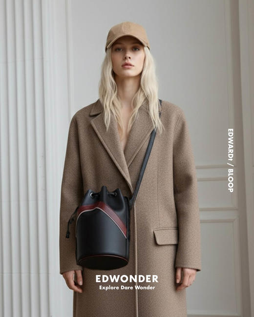 EdWxBA 爱德华 潜水料拼皮水桶包轻便防水侧背包(S) 商品图0