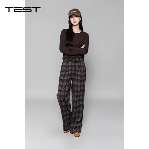 冬上新轻松打造慵懒高级感格纹毛呢阔腿休闲裤3254029 商品图3