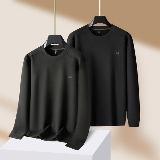 【加绒】【DPS】大依优型大码男装圆领针织打底衫绵羊毛桑蚕丝加绒卫衣休闲百搭加肥加大码 商品图1