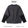 T4929SDSA秋冬新款痞帅男装韩系撞色条纹圆领假两件长袖T恤休闲上衣 商品缩略图5