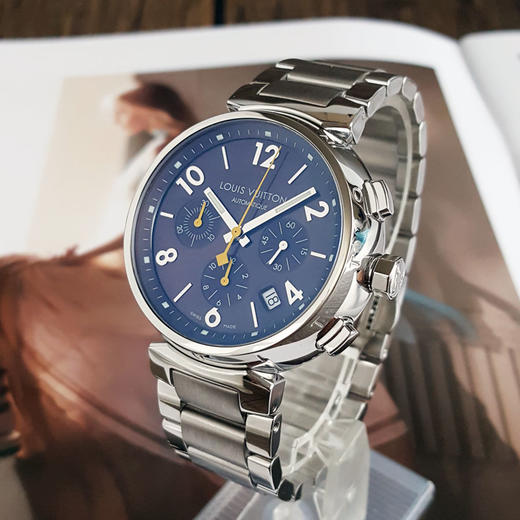 【95新】LOUIS VUITTON 路易威登Q11215自动机械机芯日期显示、计时TAMBOUR系列41.5MM（男款）精钢131025NJS08 商品图2