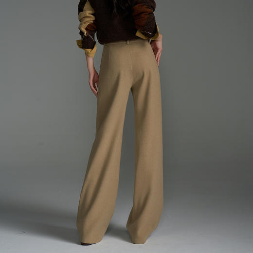 OLrain欧芮儿秋季2025新款横开袋阔腿休闲裤通勤高腰显瘦直筒西裤 商品图3