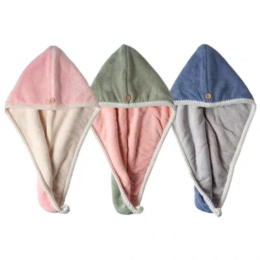 【速！🔥拍1发2！】干发帽女 加厚强吸水速干 双层珊瑚绒浴帽干发帽 包头发毛巾发帽 商品图6