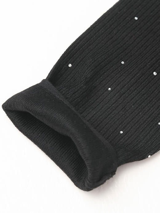 黑色圆领满天星烫钻针织衫 秋冬温柔风显瘦长袖内搭外穿毛衣上衣 商品图3