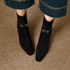 【预售5天】时尚皮带扣高跟弹力女靴，小方头粗跟后拉链瘦瘦靴短靴HP&A2656 商品缩略图1