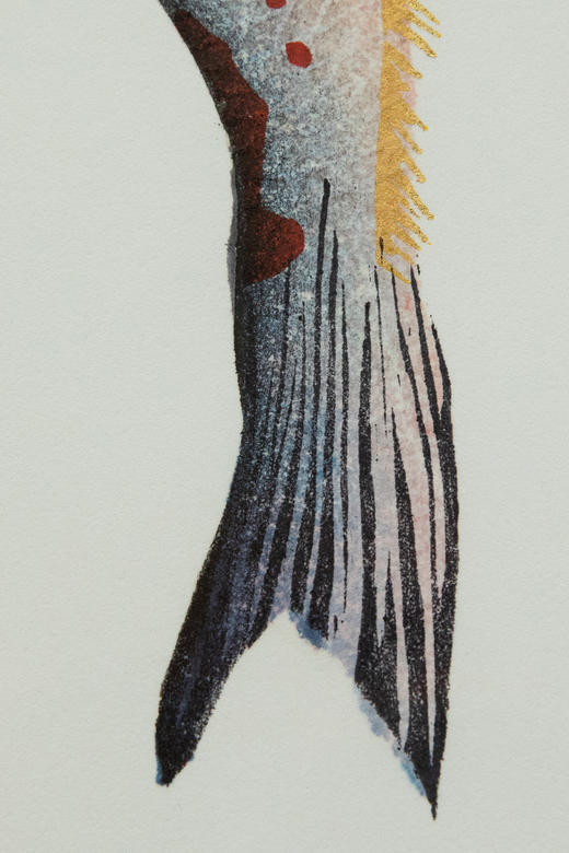 独角鹿西洋古董2023年日本当代艺术家Kunio Kaneko签名创作出品限量木刻版画作品「Love Koi 2 恋·鲤二」 商品图6