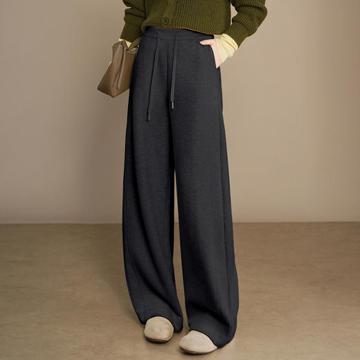 QYM K568-Y羊毛休闲裤时尚厚款阔腿裤高腰直筒裤 商品图1