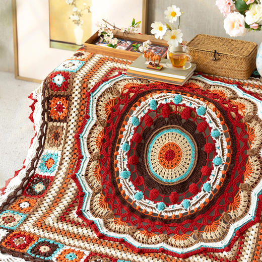 苏苏姐家宝莲帷幔拼花毯手工DIY家居钩针毛线4股牛奶棉自制材料包 商品图3