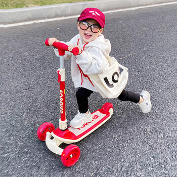 永久（FOREVER）儿童滑板车宝宝滑行车溜溜车小孩踏板车滑滑车闪光轮免安装番茄红 商品图7