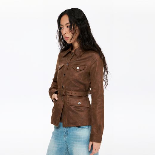 oneup洗水皮感腰带工装外套 商品图2