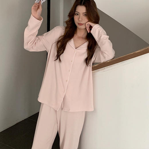 森岛秋冬海藻纤维加厚睡衣 防螨润肤纯色保暖开衫家居服 商品图1