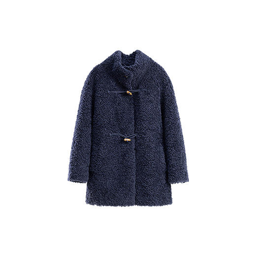 绽放711朵/新款宽松羊羔毛半高领加厚保暖中长款外套女冬休闲上衣 商品图4