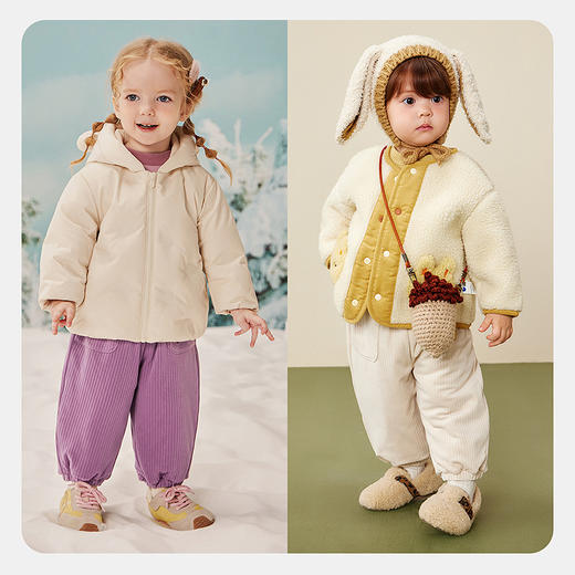 迷你巴拉男女童宝宝棉裤2025冬新品儿童保暖夹棉裤子柔软亲肤长裤 商品图2