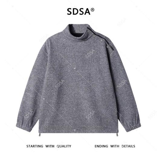 52028SDSA秋冬新款痞帅男装领口鸡眼拉链设计立领卫衣下摆松紧百搭休闲 商品图1