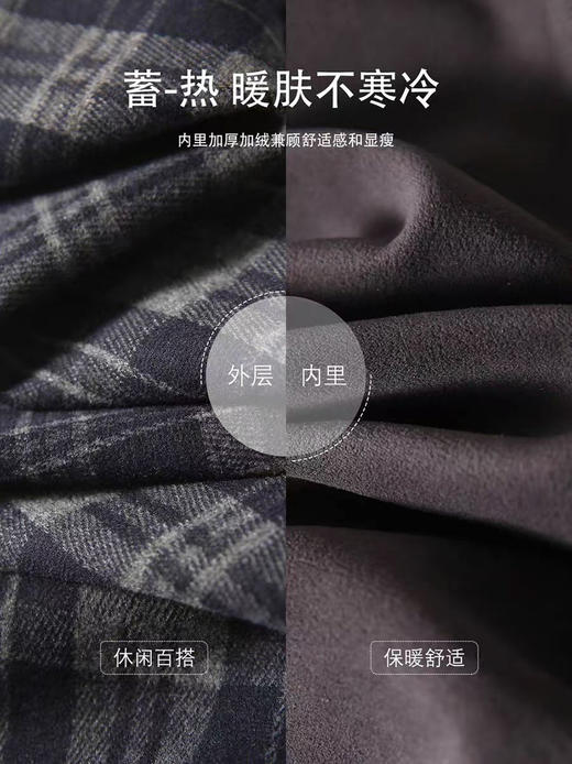 预售！对格工艺！一条过冬~！复古磨毛格纹裤加绒直筒阔腿裤 商品图3