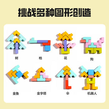 大眼小娃俄罗斯方块积木益智玩具拼图3-6岁儿童拼装小男孩女孩生日礼物 商品图0