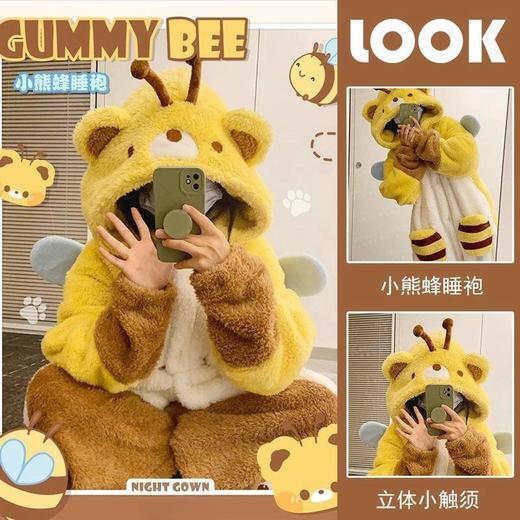 网红同款睡衣女秋冬季加厚珊瑚绒睡袍卡通可爱少女法兰绒家居服 商品图7