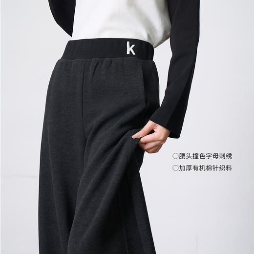 OLrain欧芮儿2025新款女秋季字母刺绣加厚针织休闲裤弯刀阔腿卫裤 商品图2