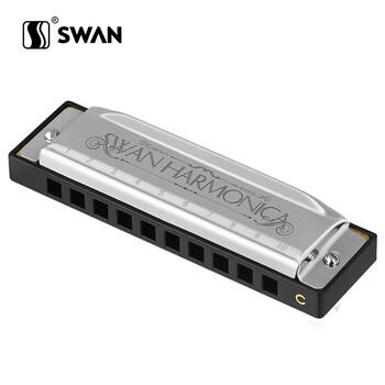 天鹅（SWAN） 10孔C调布鲁斯口琴初学者入门学生成人专业教学款口琴银色 商品图0