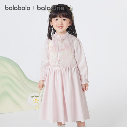 巴拉巴拉balaOne童装女童连衣裙2025秋季新款新中式国风儿童裙子 商品图2