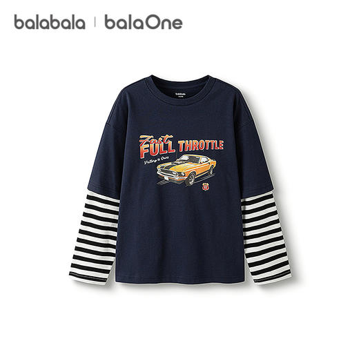 巴拉巴拉balaOne儿童长袖t恤男童女童2025秋季新款假两件纯棉上衣 商品图4