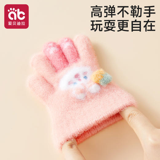 宝宝手套一岁五指冬季男女童半指儿童秋冬小月龄加厚加绒保暖冬天 商品图2