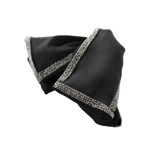 三彩2025新款优雅系轻奢水钻带抓发夹黑色缎感通勤约会头饰精致女 商品图4