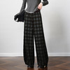 OLrain欧芮儿2025新款女冬季撞色格子慵懒宽松毛呢弯刀休闲裤长裤 商品缩略图3