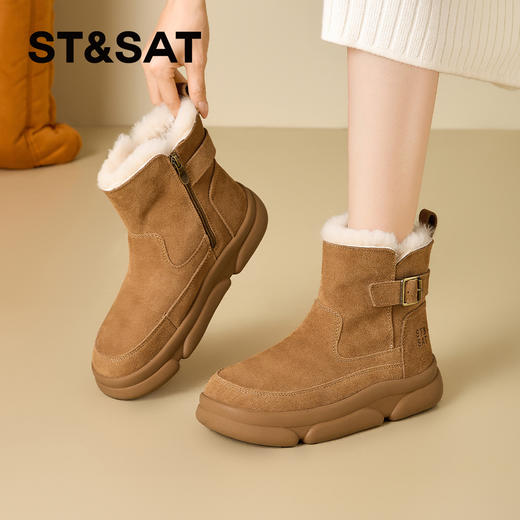 星期六金属扣厚底加绒防滑雪地靴SSD4118CQ6 商品图8