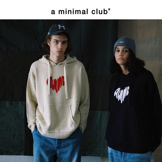 a minimal club撞色毛巾绣爱心连帽针织毛衣美式校园休闲AM59SW13 商品图0