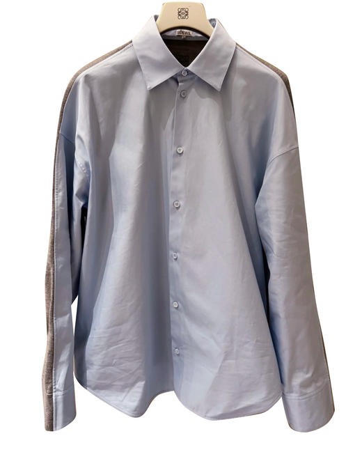 中性款前长后短羊毛拼接衬衫014 商品图0