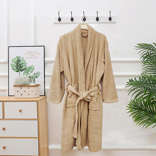 秋冬季浴袍 男女珊瑚绒加厚睡衣 情侣加长款大码浴衣 舒适睡袍保暖晨袍 商品图4