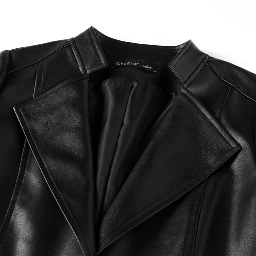奢姿大码女装2025秋季时尚翻领皮衣胖妹妹个性简约百搭短款外套9953370352 商品图2
